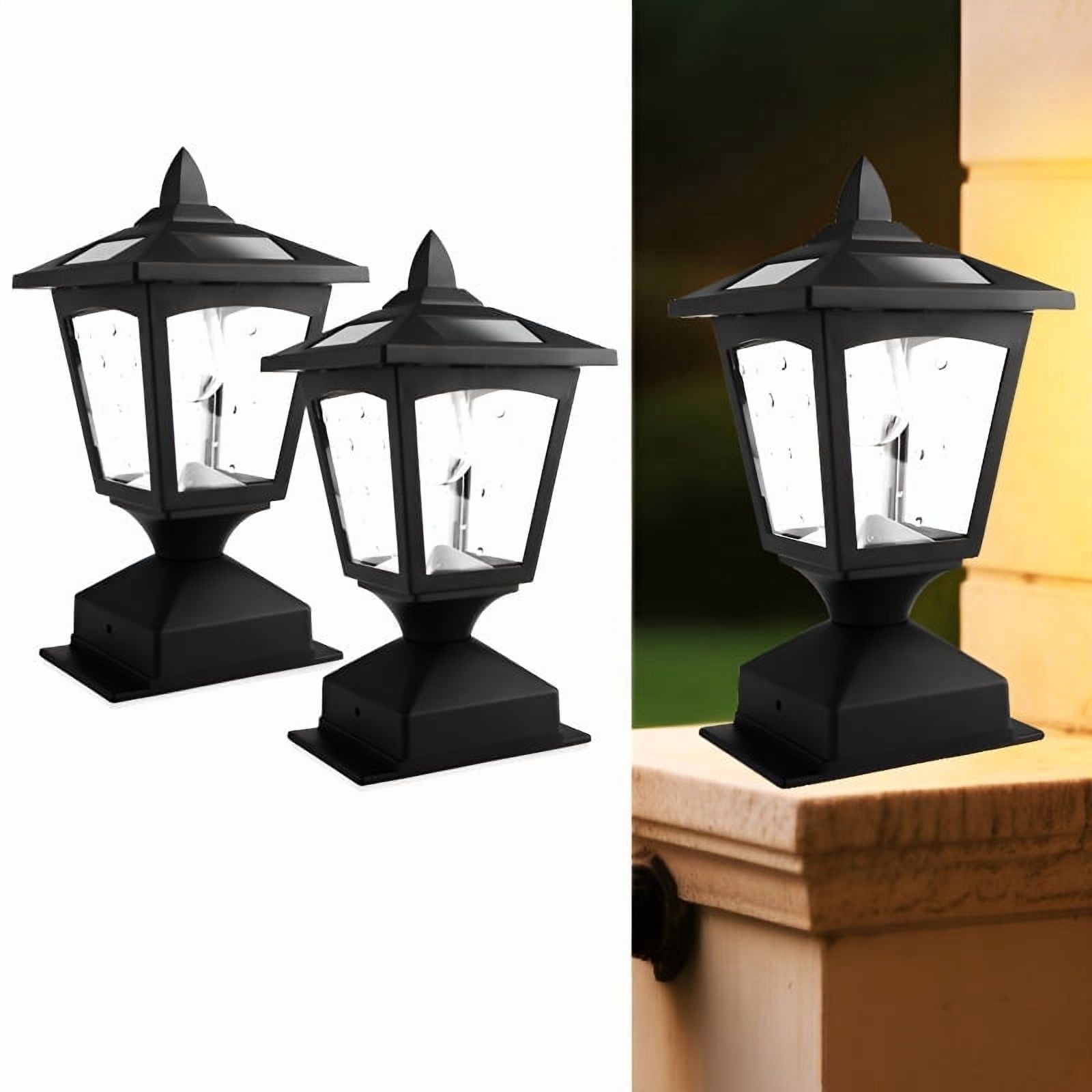2 Pack Solar Post Cap Lights for 4x4 Wood Fence - Waterproof Outdoor LED Deck Lights, Auto On/Off Dusk to Dawn, Warm White for Patio, Garden, Pathway, Yard & Porch Decor
