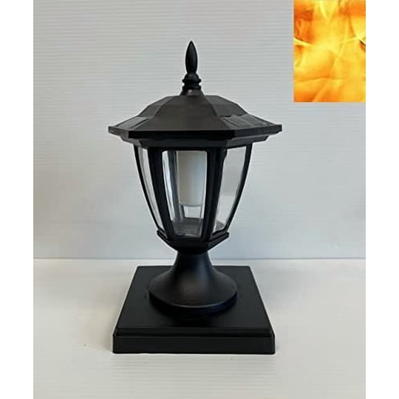2-Pack Solar Post Flame Light, Outdoor Deck Fence Post Cap LED Light, Waterproof 6X6 Black Post Top Solar Powered Light with Flickering Flame$$Tools & Hardware Other