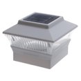 (2 Pack) Solar Power Square White Outdoor Garden Deck 4x4 PVC Fence