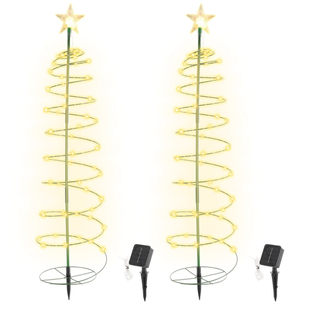 2Pack SolarPowered Christmas Tree Lights, Solar Metal Christmas Tree