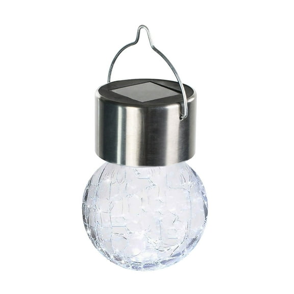 2 Pack Solar Powered Cracked Glass Pendant Lamps, Handwoven Rattan LED Hanging Lights, Weather Resistant Decor String Lights for Yard Landscaping, Path Decoration and Outdoor Ambient Lighting