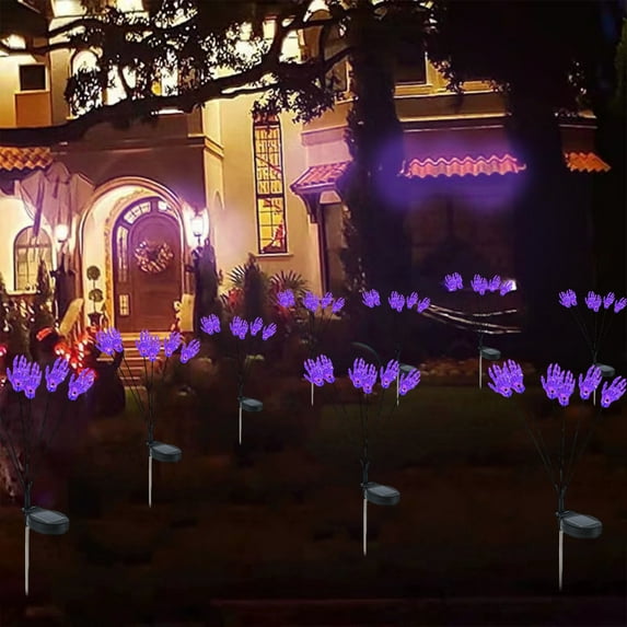 2 Pack Solar Powered Halloween Decorations, Solar Swaying Garden Lights With Skeleton Hands, Solar Land Scape Stake Lights, Outdoor Solar Halloween Lights