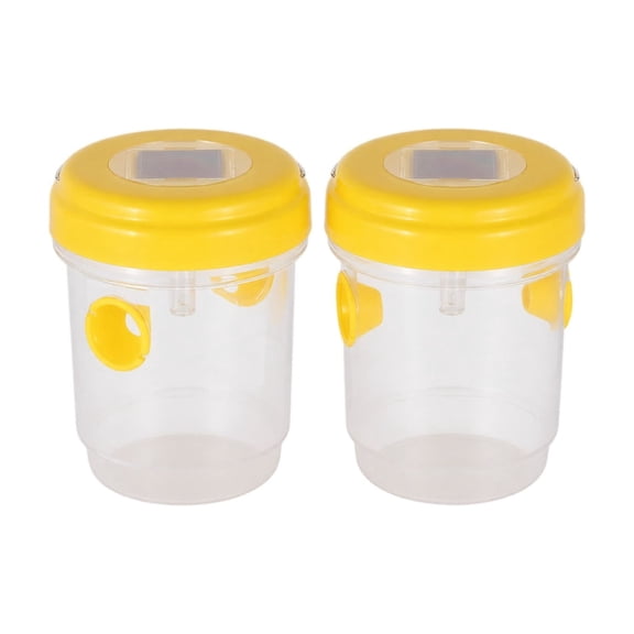 2-Pack Solar Powered Wasp Trap, Yellow Reusable Hornet & Yellow Jacket Catcher, Waterproof Outdoor Insect Trap for Garden Patio & Backyard