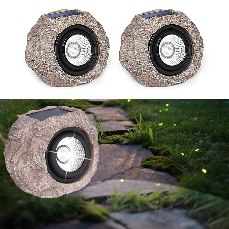 2 Pack Solar Rock Lights Outdoor – Waterproof LED Spotlights for Garden, Pathway, Yard Decor, Auto On/Off
