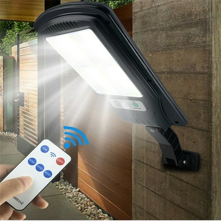 2 Pack Solar Street Lights, 1500W PIR Motion Sensor Solar Street Wall Lights with Remote Control, Street Patio Solar Lamp, IP67 Waterproof