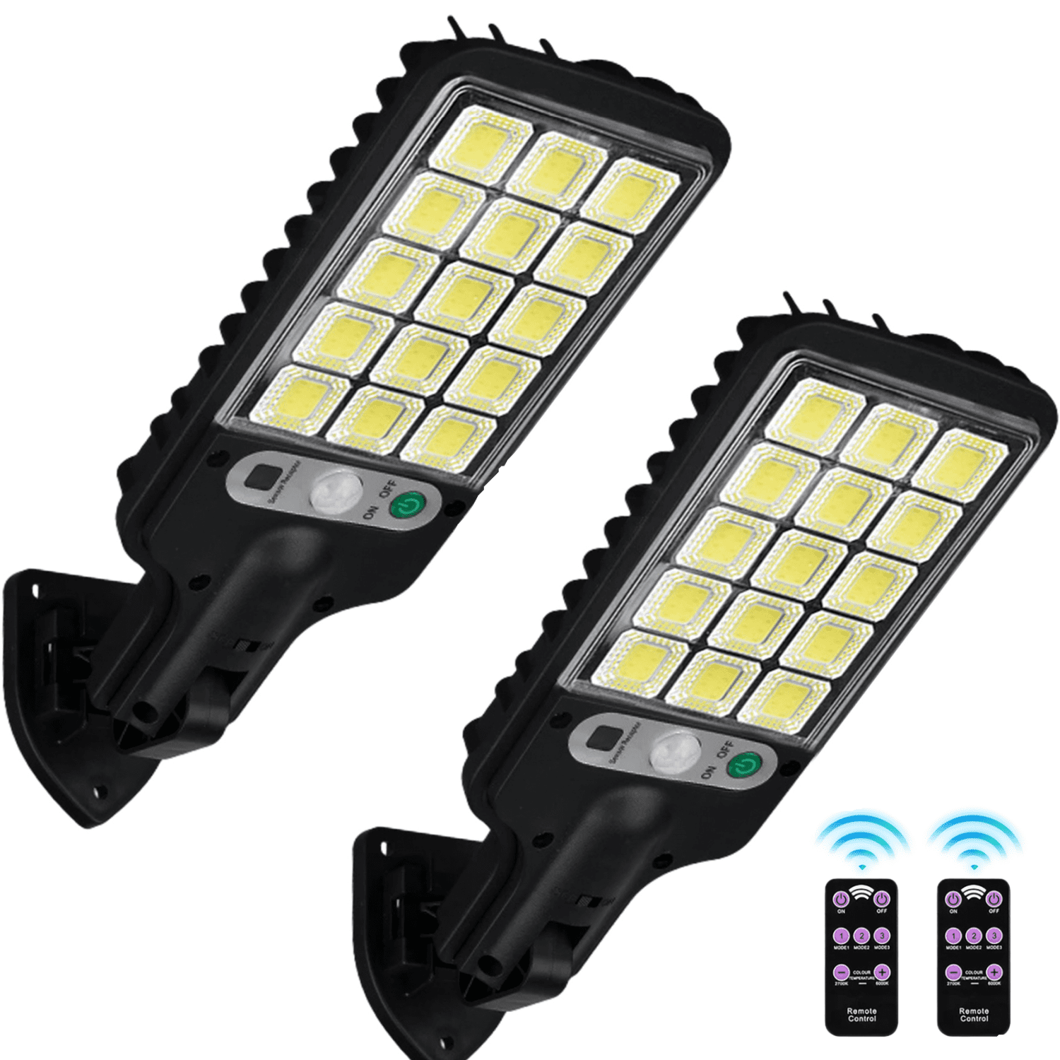 2 Pack Solar Street Lights, 1500W Solar Powered Flood Security Wall Lights, Waterproof Outdoor Motion Sensor Lights, Dusk to Dawn Solar Street Lights for Outside Garden Yard Patio