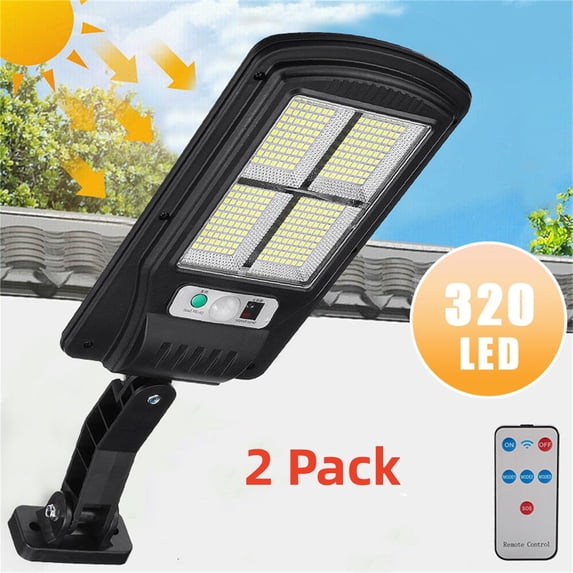 IRTTO 2 Pack Solar Street Lights Outdoor, 320 LEDs, Motion Sensor ...