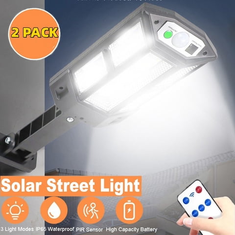 2 Pack Solar Street Lights, Outdoor Street Lamps Motion Sensor, Dusk to Dawn Solar Lights, Street Security Lighting for Home Garden Patio Yard