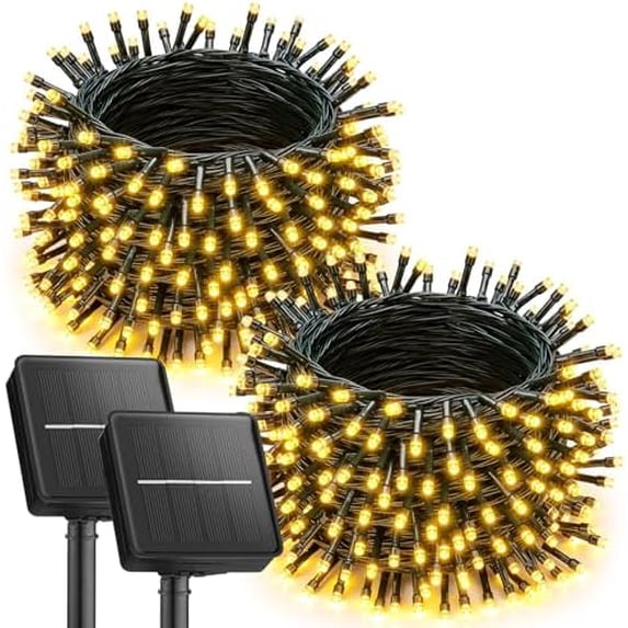 2 Pack Solar String Lights Outdoor Waterproof, 92Ft 240 LED Solar ...