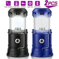 thumbnail image 1 of 2 Pack Solar USB Rechargeable Brightest COB LED Camping Lantern , Charging for Android, Waterproof Collapsible Emergency LED Light - Black & Blue, 1 of 9