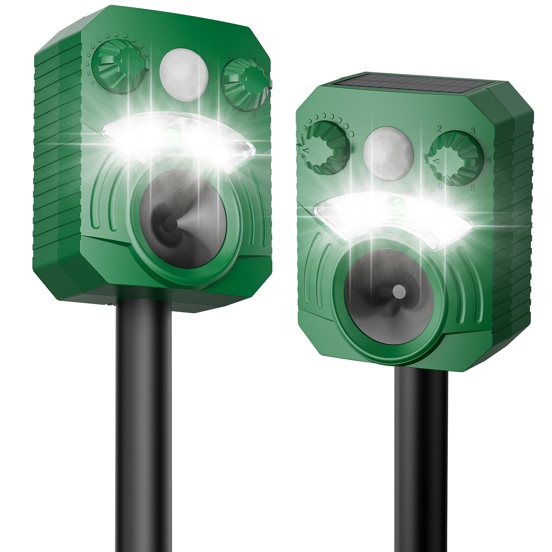2 Pack Solar Ultrasonic Wildlife Repellent with Motion Sensor & LED Lights, AR33 Waterproof Outdoor Deer Repellent Device for Yard, Garden & Lawn – Effective Against Coyotes, Raccoons & Fox