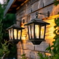 thumbnail image 1 of 2 Pack Solar Wall EC36&nbsp;Lanterns, Aluminum Outdoor Hanging Solar Lights with 4 Solar Panels, Dusk to Dawn Led Outdoor Wall Sconce, Anti-Rust Waterproof Wall Lanterns with Hooks, 3000K Warm White, 1 of 7