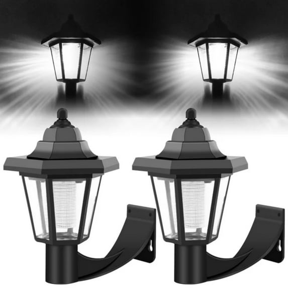 2 Pack Solar Wall Lantern Outdoor Playhouse Lights Waterproof Solar Wall Sconce Light Fixture with Wall Mount Kit for Storage Shed Fence Garden Decor Clearance