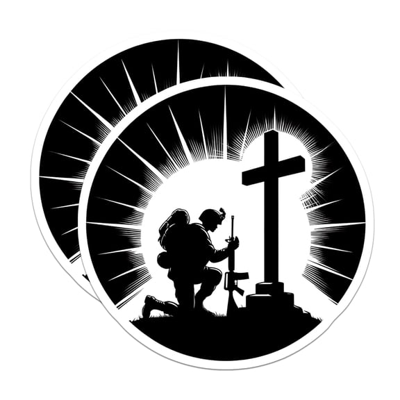 (2 Pack) Soldier Cross Stickers - Memorial Graphic Decals - Military Remembrance Sticker - 5" On Longest Side - Sticks to Smooth Flat Surfaces - Made in USA - BMCS15324