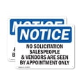 thumbnail image 1 of (2 Pack) No Solicitation Salespeople And Vendors Are OSHA Notice Sign 10 Inch X 7 Inch Plastic Sign, Weather Resistant, UV Protected for Workplace, Business, and Construction Site, Made, 1 of 8