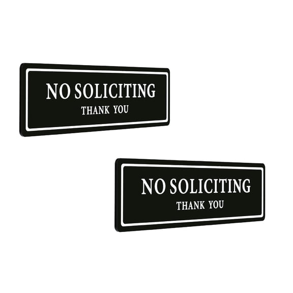 2 Pack No Soliciting Sign for House, Strong Self-Adhesive No Solicitation Signs, 8.2"x2.4" Thick Acrylic, Weatherproof and Sturdy Sign for Front Door, Home, Office, Wall, Keep Solicitors Away