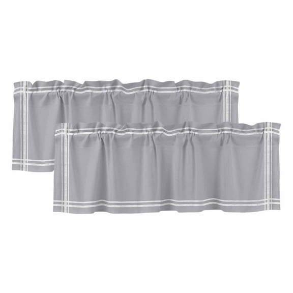 2 Pack Solid Color Valance for Window Gray Kitchen Valance Rod Pocket Short Curtain Topper Decorative Window Treatment for Living Room Bedroom 60"x18"