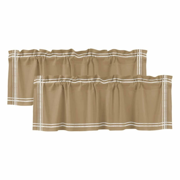 2 Pack Solid Color Valance for Window Khaki Kitchen Valance Rod Pocket Short Curtain Topper Decorative Window Treatment for Living Room Bedroom 54"x18"