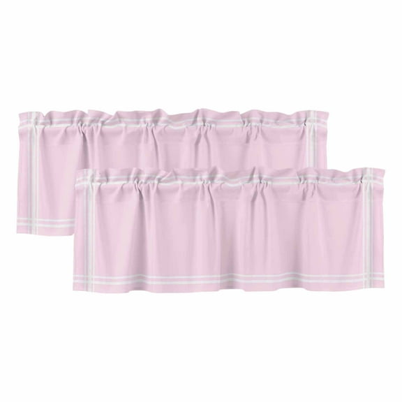 2 Pack Solid Color Valance for Window Pink Kitchen Valance Rod Pocket Short Curtain Topper Decorative Window Treatment for Living Room Bedroom 42"x12"