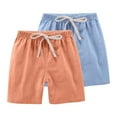 thumbnail image 1 of 2 Pack Solid Cotton Linen Shorts for Girls Toddler Girl Drawstring Shorts Summer Comfly Shorts, 1 of 6