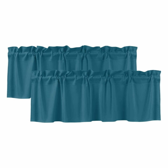 2 Pack Solid Dark Valance for Window Teal Kitchen Valance Rod Pocket Short Curtain Topper Decorative Window Treatment for Living Room Bedroom 42"x12"