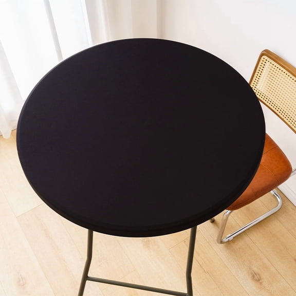 2 Pack Solid Stretch Round Table Covers, Fitted Elastic Milk Silk Tablecloth, Reusable Table Slipcover for Wedding Party Outdoor Events