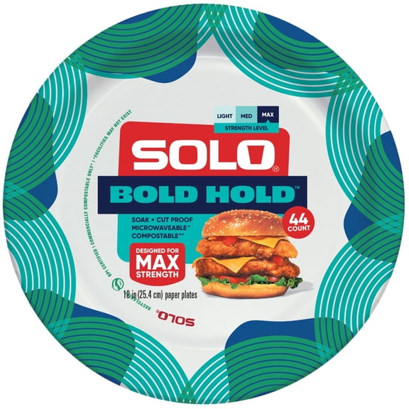 ( 2 Pack ) Solo Paper Plates, Max Strength, Bold Hold, 10 IN, 44 Count