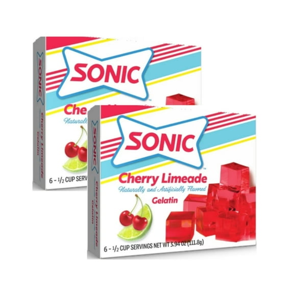 (2 Pack) Sonic Cherry Limeade Gelatin Mix, 6 Servings, 3.94 oz Cardboard Box