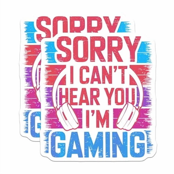 (2 Pack) Sorry I Cant Hear You Im Gaming Magnets - Funny Gamer Magnets - Gaming Room Decor Magnets - 5" On Longest Side - for Cars, Refrigerators, Toolboxes, Lockers - Made in USA MAG3566