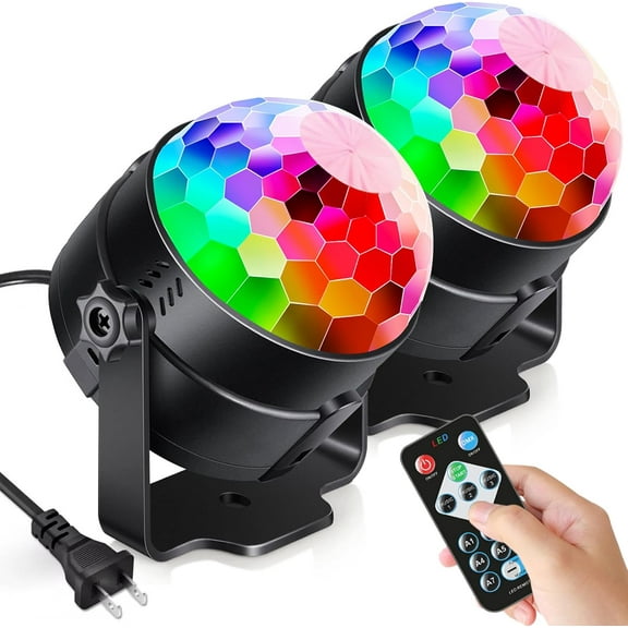2-Pack Sound Activated Party Lights with Remote Control, Disco Ball Light, DJ Strobe Lamp for Home Room Dance Supplies White Elephant Gifts Birthday Christmas Halloween Decorations