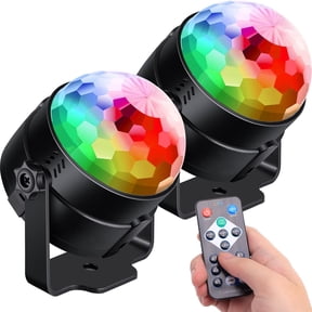 [2-Pack] Sound Activated Party Lights with Remote Control Dj Crystal Lighting,Sherry RGB Disco Ball Light, Strobe Lamp 7 Modes Stage Par Light for Home Room Dance Parties Bar Karaoke Xmas Black