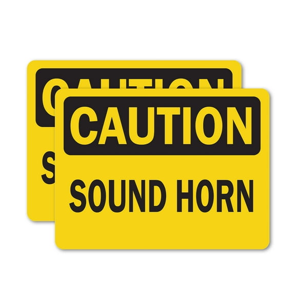 (2 Pack) Sound Horn OSHA Caution Sign 7 Inch X 5 Inch Vinyl Label Decal Sticker Weather Resistant, UV Protected for Workplace, Business, and Construction Site, Made in the USA