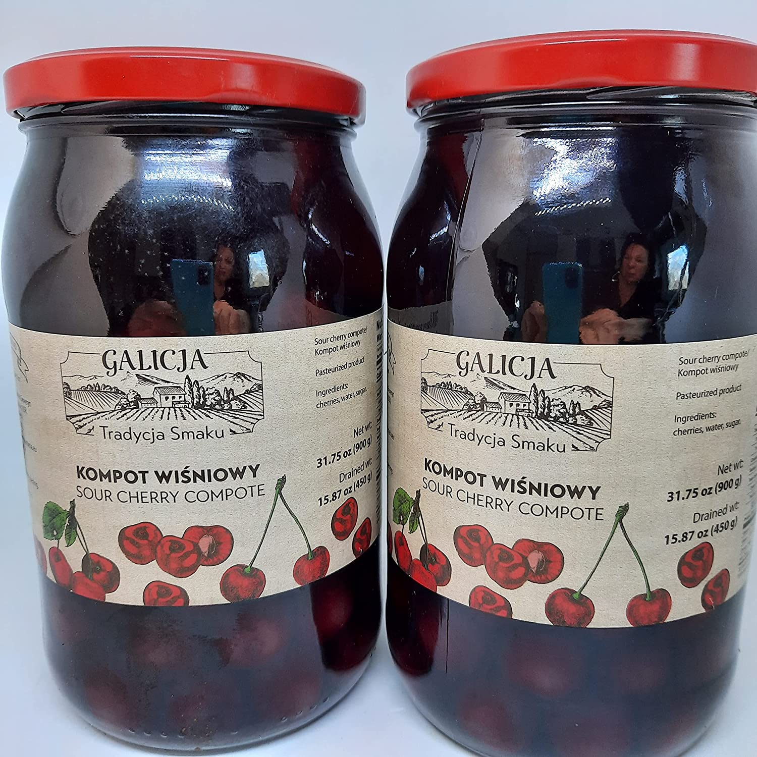 2 Pack  Sour Cherry Compote From Poland GMO 31.75 OZ / 900