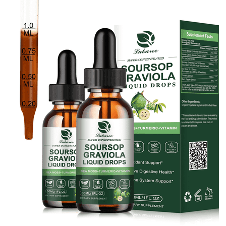 (2 Pack) Soursop Graviola Liquid Drop,Plus Sea Moss for Liver Support & Immune,Antioxidant,2 fl oz