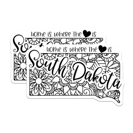 (2 Pack) South Dakota Magnets Magnets - Home is Where The Heart is - Floral Design - 5" On Longest Side - Made in USA - Sticks to Refrigerators & Metal Surfaces - MAG9092