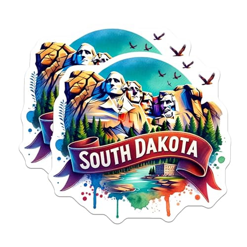 (2 Pack) South Dakota Magnets - Mount Rushmore Scenic - Travel Souvenir Collectible - 5" On Longest Side - for Cars, Fridges, Toolboxes - Made in USA - MAG6892