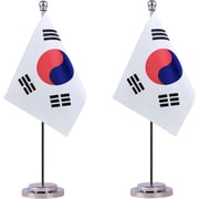 2 Pack South Korea South Korean Desk Flags, Small Mini South Korea South Korean Table Flag,Miniature International World Country Desktop Flags,Festival Events Celebration