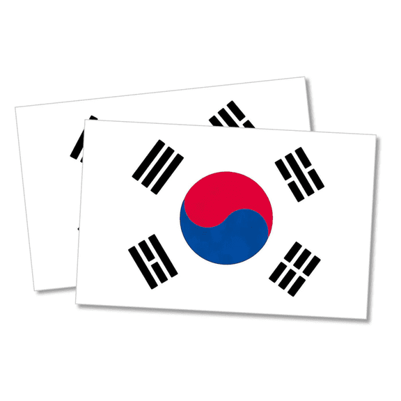 2 Pack - South Korean Flag Vinyl Sticker Decals South Korea 4" Inches Long Each