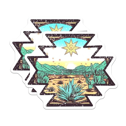 (2 Pack) Southwestern Desert Scene Magnets - Cactus Star Landscape Decor - Rustic Art for Fridge Locker - 5" On Longest Side - for Cars, Fridges, Toolboxes - Made in USA - MAG6030