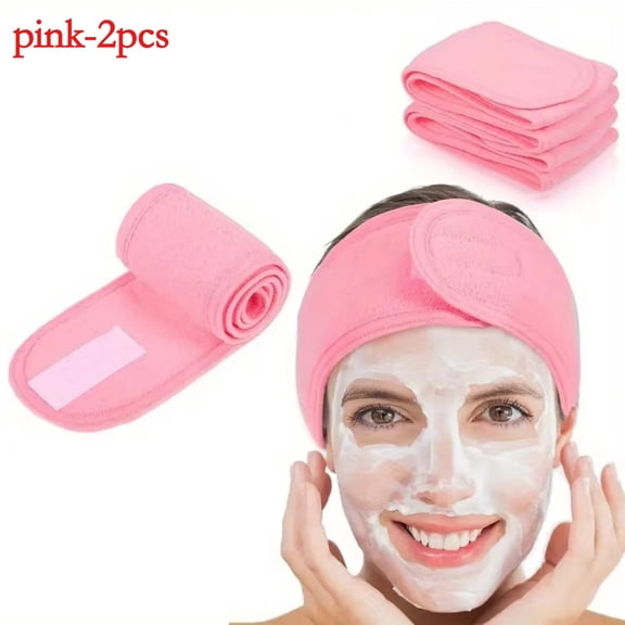 2 Pack Spa Headbands, Adjustable Soft Microfiber Facial Hair Wrap for Makeup Washing Face Skincare