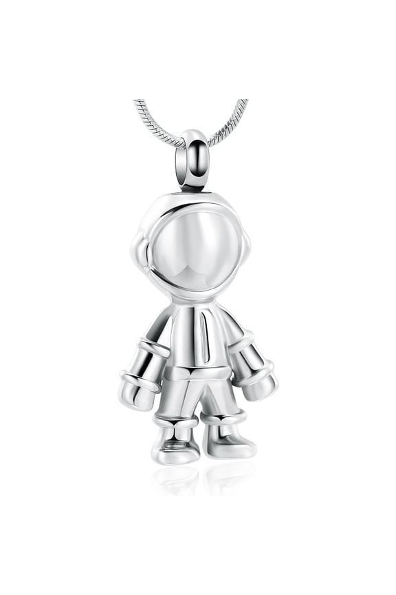 2 Pack Space Cremation Jewelry For Ashes Cremation Jewelry Astronaut Robot Shape Urn Necklace & Keychain for Ashes Memorial Keepsake