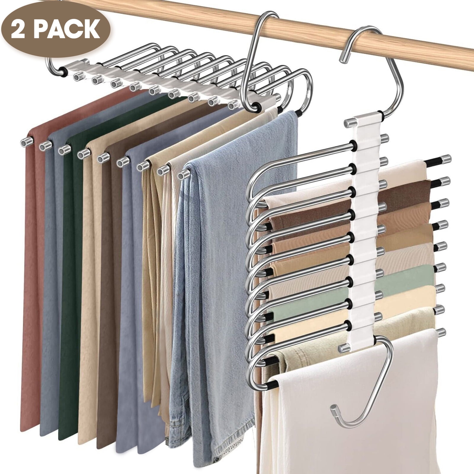 Topekada 30 Pack Pants Hangers Space Saving, 9-11 inch Non Slip Stainless Steel Metal Pants Hanger with Clips, Clothes Hangers for Shorts, Skirt