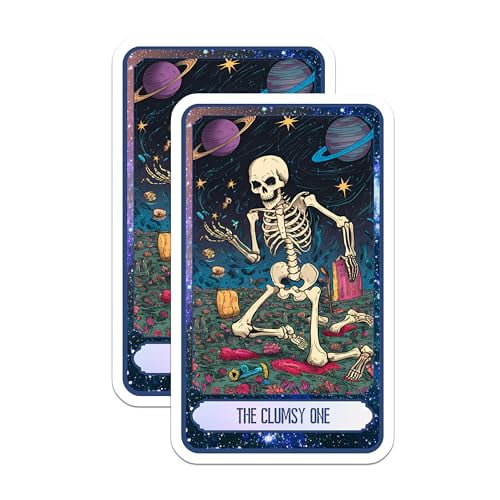 (2 Pack) Space Skeleton Artwork Magnet - Cosmic Skeleton Illustration - 5" On Longest Side - Sticks to Smooth Flat Surfaces - Made in USA - MAG9997