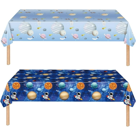 2 Pack Space Tablecloth Plastic 54 X 108inch, First Trip Around The Sun Decorations Table Cloth Disposable Outer Space Table Covers for Kids Birthday Baby Shower Party Supplies