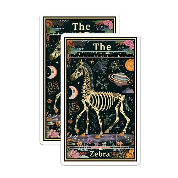 (2 Pack) Space Zebra Skeleton Magnets - Cosmic Animal Magnet - Astrology Tarot Card Magnet Art - 5" On Longest Side - for Cars, Fridges, Toolboxes - Made in USA - MAG3651