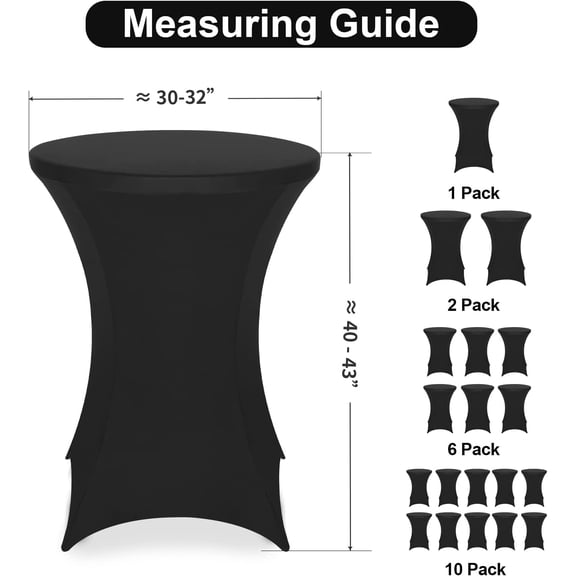 2 Pack Spandex Black Table Cover