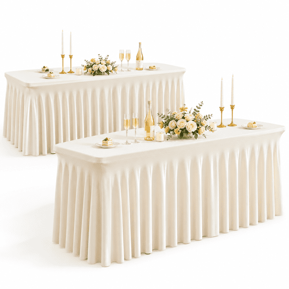 2 Pack Spandex Table Clothes For 6 Foot Rectangle Tables 6ft Wrinkle ...