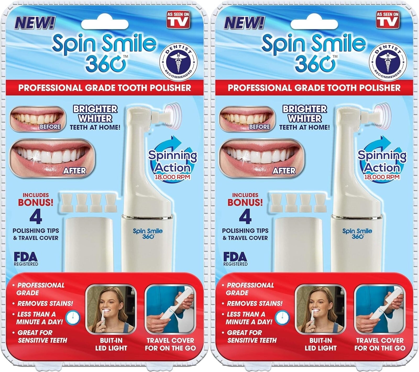 Spark Innovators Spin Smile 360 Professional Grade Teeth Whitening 2 Pack