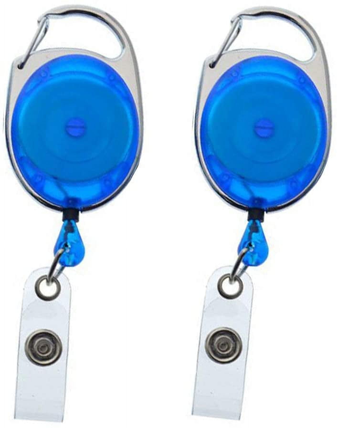 2 Pack - Specialist ID Premium Retractable Badge Reels with Carabiner Belt  Loop Clip and ID Holder Strap by Specialist ID (Royal Blue) 