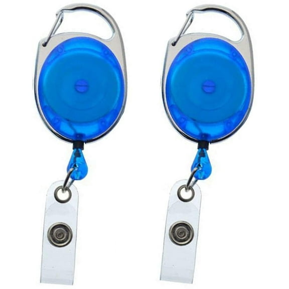 2 Pack - Specialist ID Premium Retractable Badge Reels with Carabiner Belt Loop Clip and ID Holder Strap by Specialist ID (Royal Blue)
